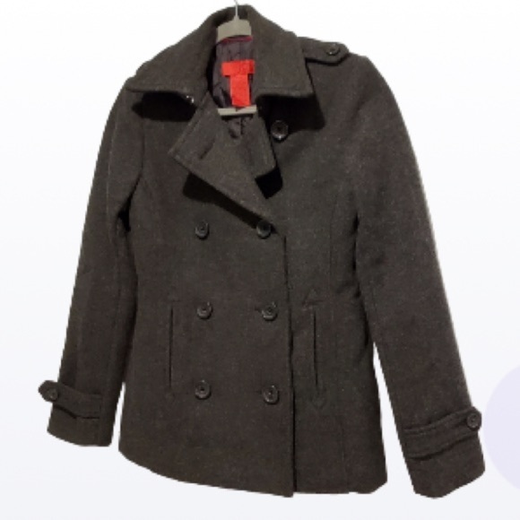 Double Breasted Gray wool blend Pea Coat - Picture 1 of 14